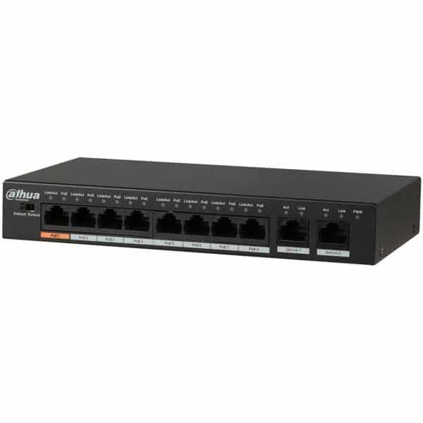 Dahua – 8 Kanal PoE Switch – 250 metre uzaklığa PoE iletimi ( 8FE PoE +2 GE )